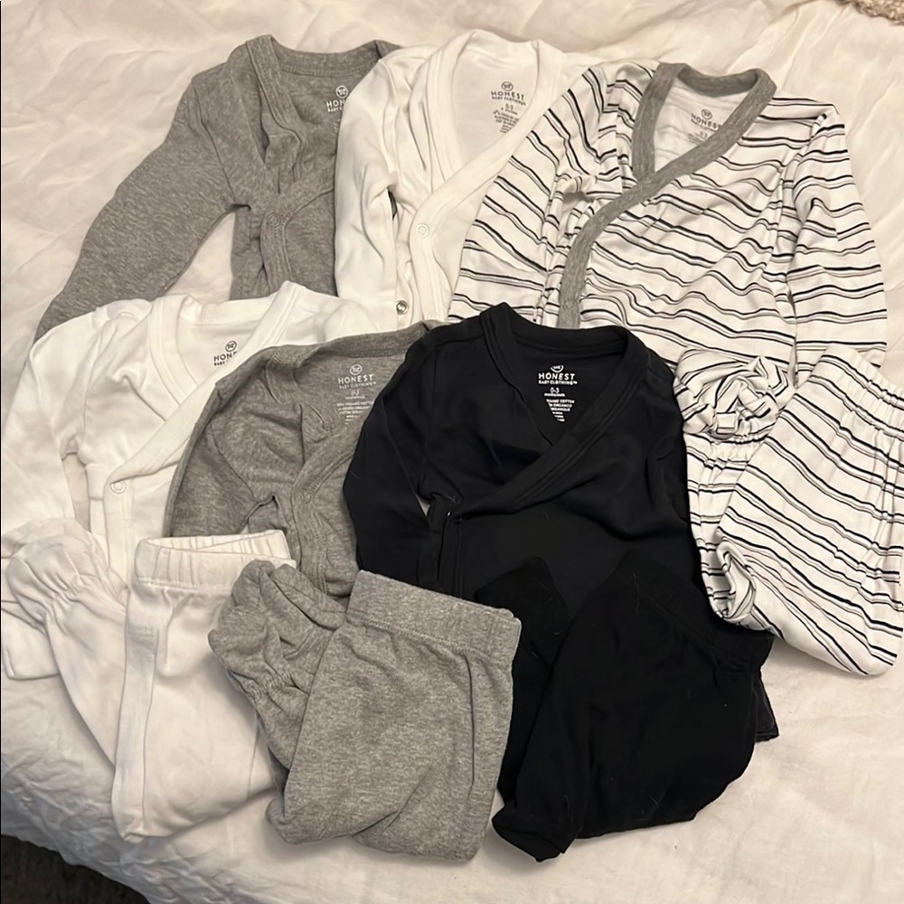 Honest Baby Clothing Set - Black, White, Gray